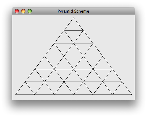 Sample output for PyramidScheme with rowCount == 6