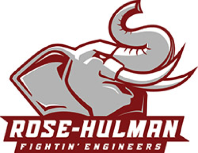 Image shows Rose-Hulman athletic logo, featuring a fierce-looking version of Rosie, the elephant mascot.