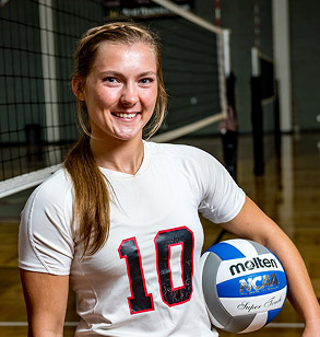 Gabi with volley ball. 