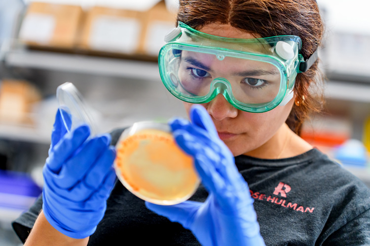 Student in Biology lab