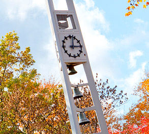 Campus clock and bell tower at Rose-Hulman.