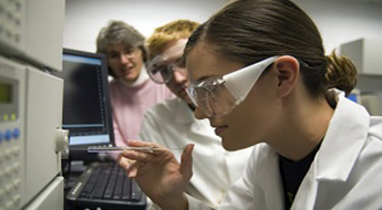Young woman does research in a lab at Rose-Hulman.