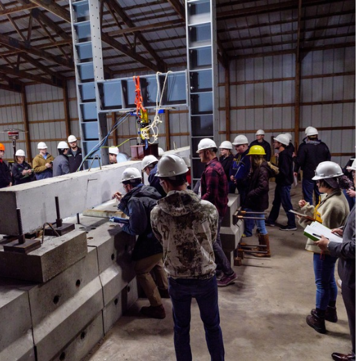 Students work together in a civil lab.
