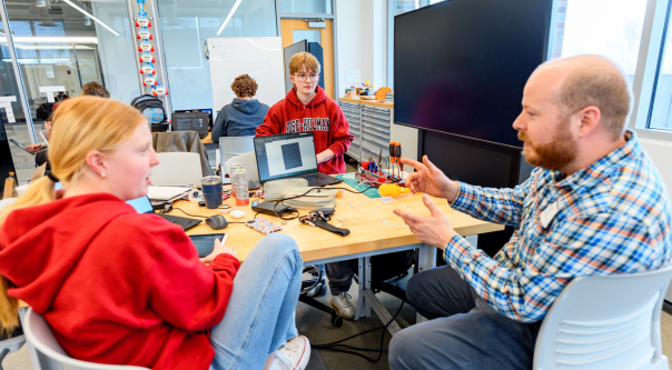 Students working on a group project.