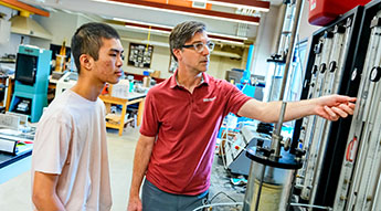 A faculty and student work together on a sustainability project at Rose-Hulman.