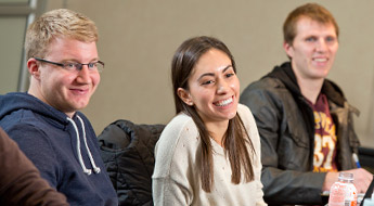 Three students in class
