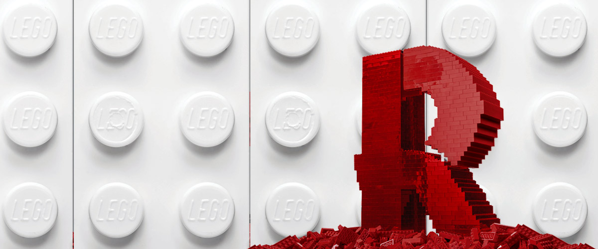Image shows Rose-Hulman's Lego "R."