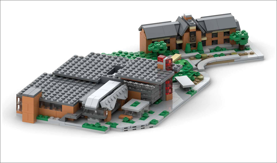 Mussallem Union and Deming Hall in LEGO bricks.