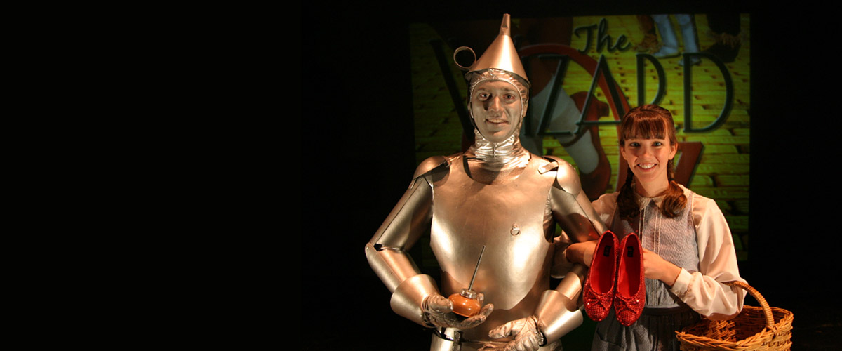 Scene from Wizard of Oz, 2009, showing Dorothy and the Tin Man.