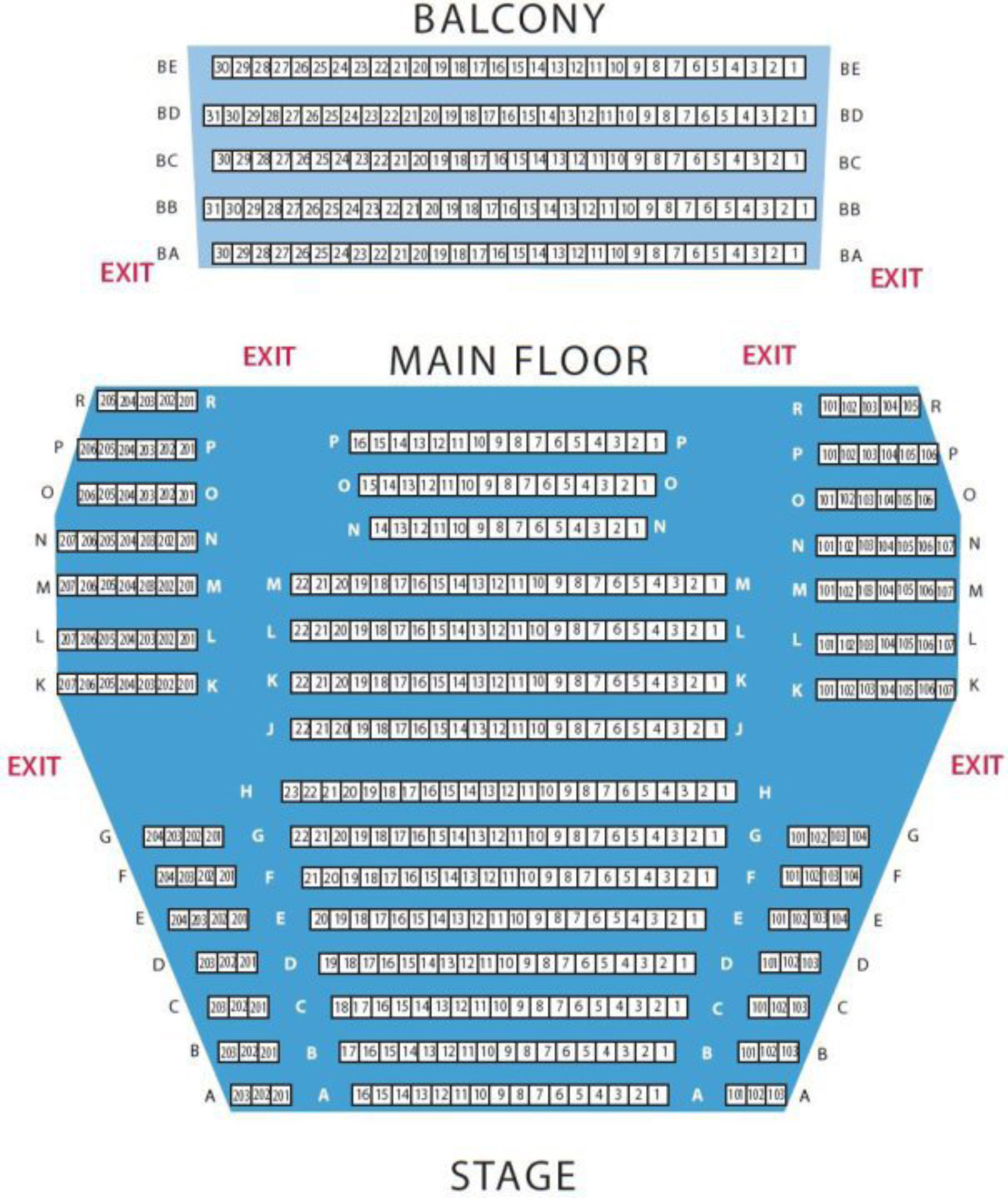 Floor plan of Hatfield Hall theater