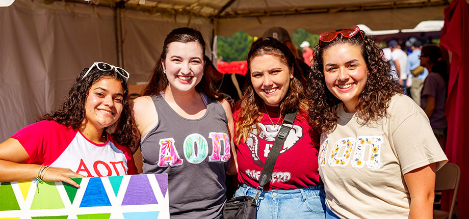 Panhellenic members at homecoming.