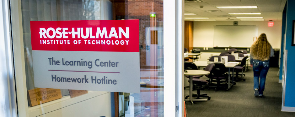 View through doorway into Rose-Hulman’s Learning Center.