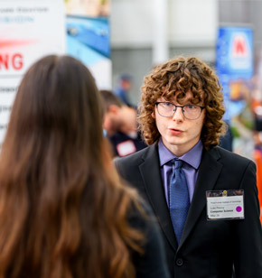 Student receiving coaching for practice interview