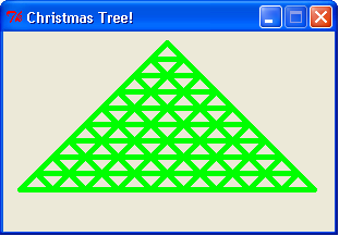 Screenshot of small triangles stacked in a pyramid