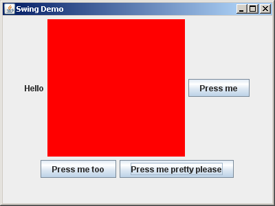 Red panel added between label and buttons