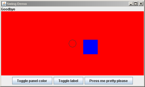 Frame has toggled the label on it to Goodbye