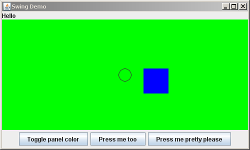 Red panel has toggled its background color to green