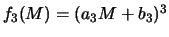 $f_3(M)=(a_3 M+b_3)^3$