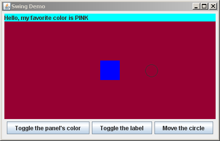 Frame with components, including label indicating user's favorite color