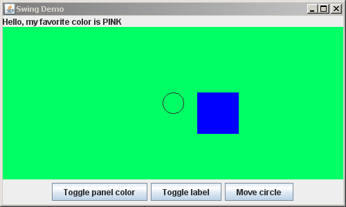 Frame with components, including label indicating user's favorite color