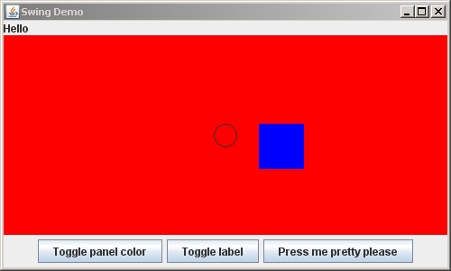 Frame has toggled the label on it to Hello