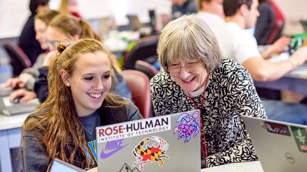 Mechanical Engineering Professor Patsy Brackin working with students