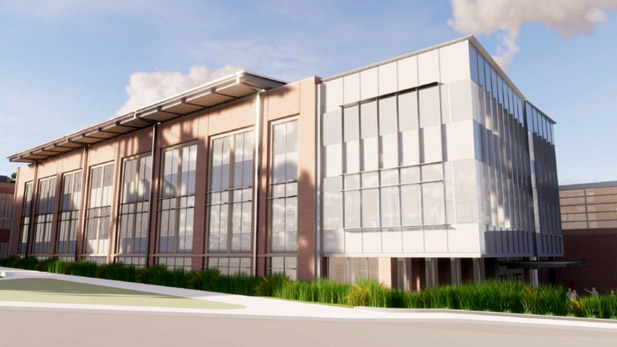 Exterior architectural rendering of the academic building 