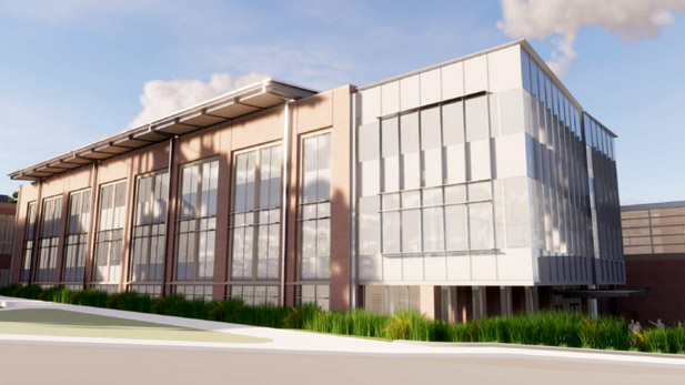Exterior architectural rendering of the academic building