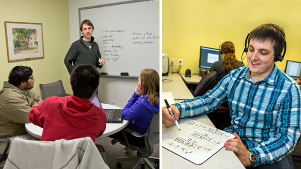 Sign reading "Learning Center" and "Homework Hotline."