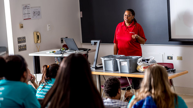 Carlotta Berry teaching in a classroom