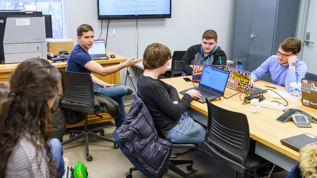 Students working in the Communications Lab