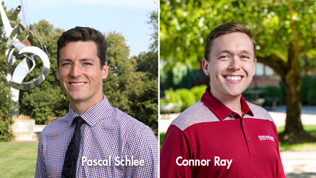 Images of Pascal Schlee and Connor Ray on Rose-Hulman's campus.