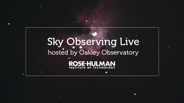 Night sky with Oakley Observatory promotional wording about upcoming event.