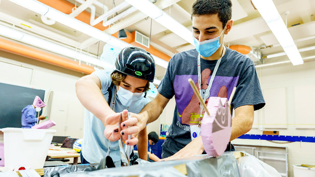 High school students work on a project at a Rose-Hulman summer STEM camp.