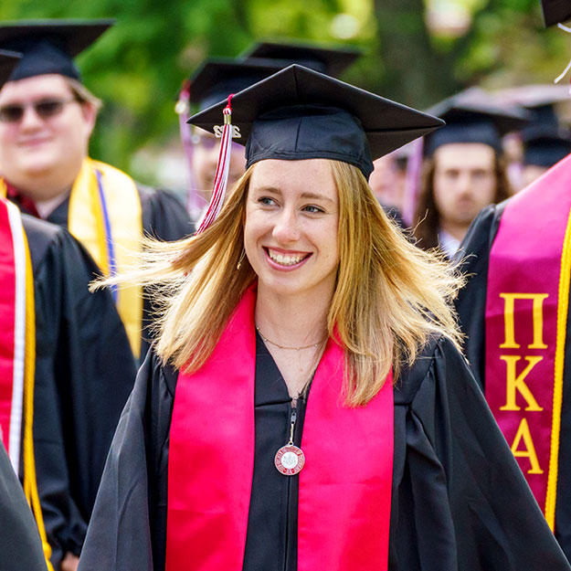 Students smiling at Rose-Hulman's 2022 Commencement.