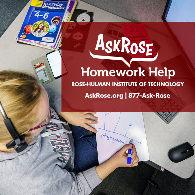 Students working in Rose-Hulman's Ask Rose Homework Help.