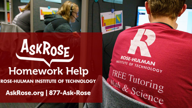 Students working in Rose-Hulman's Ask Rose Homework Help.