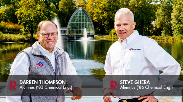 Photo of Darren Thompson and Steve Ghera together on the Rose-Hulman campus.
