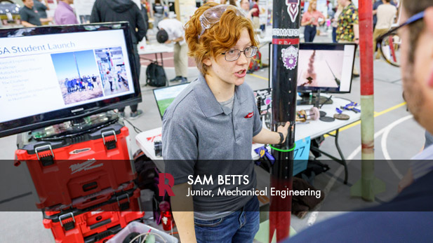 Sam Betts works on a Rocketry Club project.