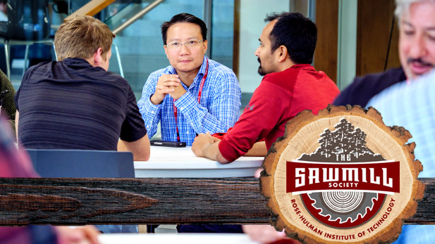 Members of the Sawmill Society meet on the Rose-Hulman campus.