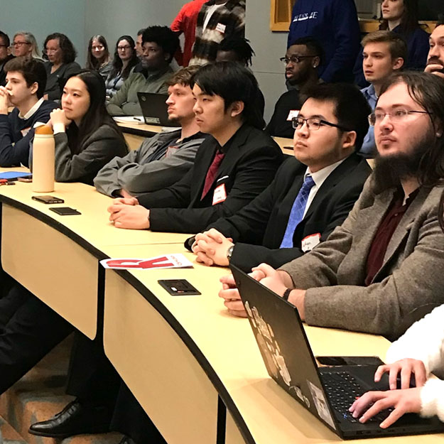 Students and faculty advisers learned about the many tasks involved in the Crossroads Classic Analytics Challenge during a kickoff event. Rose-Hulman is one of six Indiana colleges with teams participating.