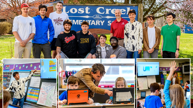 Groups of students in an educational partnership with the Vigo County School Corporation