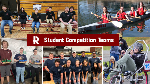Collage of five images from competition teams.
