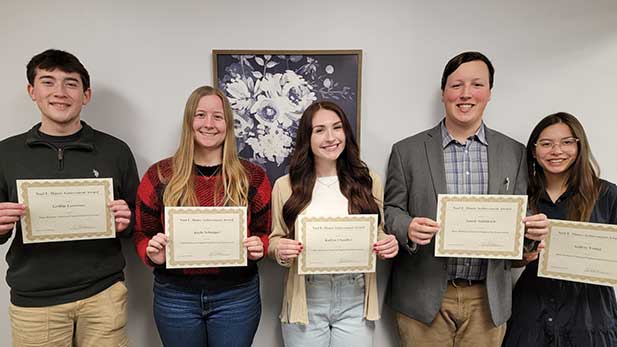 Griffin Lawrence, Kayla Schnippel, Kaitlyn Chandler, Josiah Schlabach, and Audrey Young