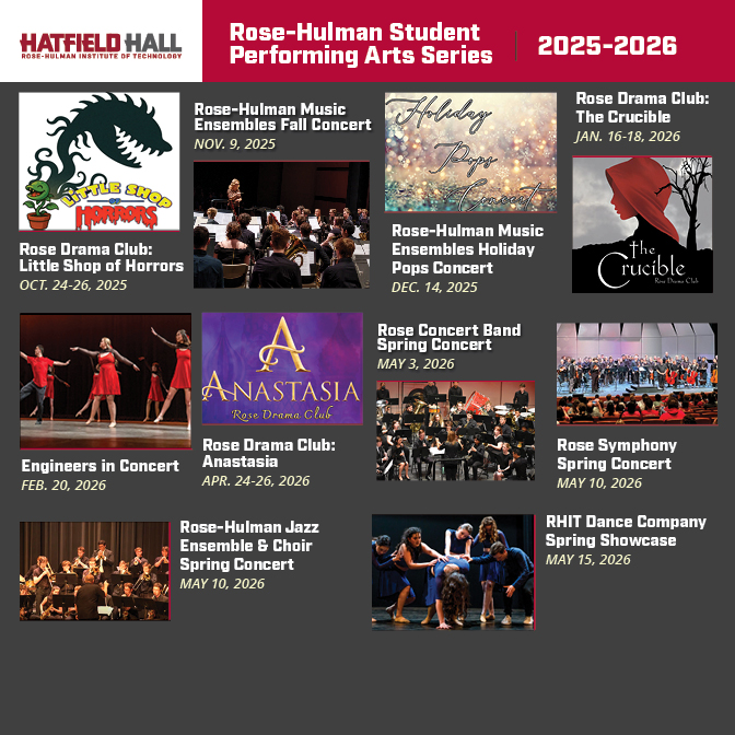 Collage image of 2025-26 Student Performing Arts Series.