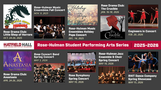 Collage image of 2025-26 Student Performing Arts Series.