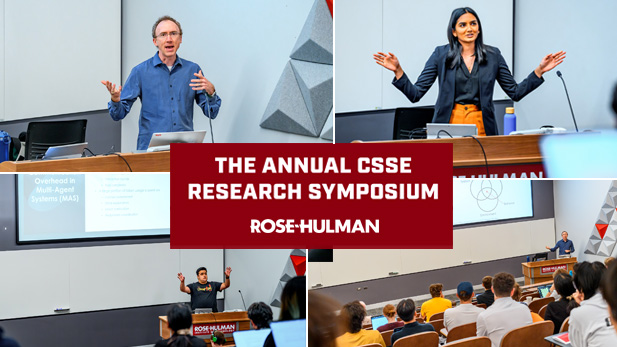 Presenting research-based capstone project to Rose-Hulman faculty and fellow student community during the CSSE Research Symposium.