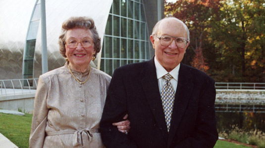 John R. and Elizabeth L. White in front of White Chapel